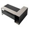 Brown L-Shaped Wooden Executive Desk with Drawers and Storage Cabinet